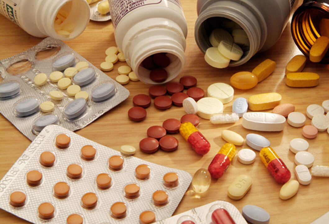 Uma variedade de medicamentos para o tratamento da prostatite